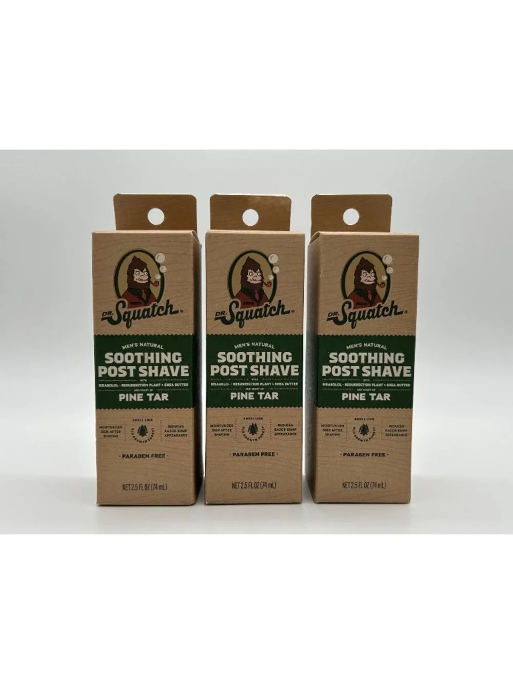 3 Dr. Squatch Men's Natural Soothing Post Shave Pine Tar 2.5 Fl Oz Paraben-Free